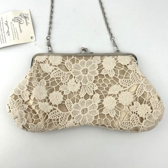 Vintage Evening Bag Hopeless Romantic Handstitched in Victorian Style Chain NOS - Picture 1 of 12